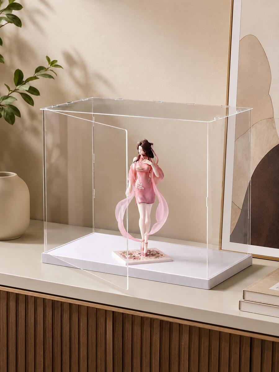 1pc Transparent Acrylic Display Box - Dust-Proof Multifunctional Storage Solution, Suitable For Collectibles, Shoes, Bags And Cosmetics | Suitable For Home And Office Decor - Open Door White - View 1