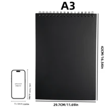 A3、A4、A5、A6多尺寸螺旋装订素描本，30张/60页空白页，符合人体工学的螺旋设计，不伤手，厚实防渗墨的艺术纸，适用于马克笔和彩色铅笔，适合学生和艺术家使用。 - 單件 - 查看 14