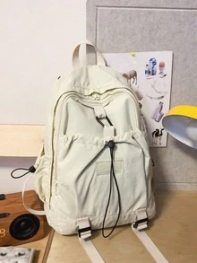 1件清新風格筆電後背包，青少年夏季校園書包，大容量輕量抽繩運動風後背包，中學高中大學生書包（返校季） - 彩色 - 查看 13