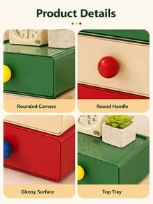 Dopamine Desktop Storage Box, Stackable Drawer-Style Plastic Organizer, Suitable For Office, Home, Bathroom And Entryway, Multi-Scenario Use For Desk, Nightstand And Coffee Table, Great Back To School Gift - Multicolor - View 7