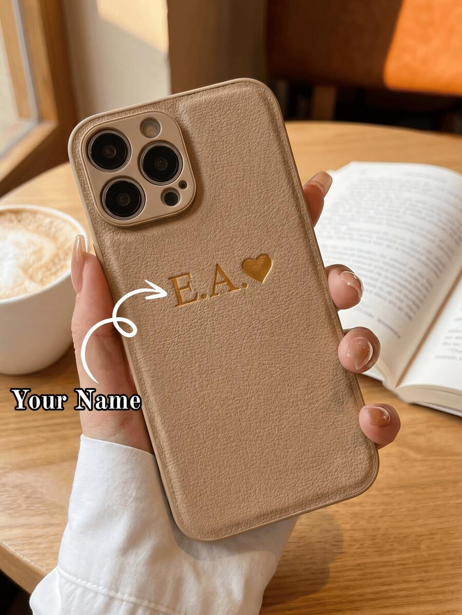 客製化個性化縮寫姓名 3D DIY 雕刻字母手機殼，相容 iPhone 17 16 15 14 13 12 11 Pro Max 16 15 14 Plus，相容 Galaxy S25 S24 S23 S22 S21 Ultra Plus A55 A54 A53 A52 A34 A33 A32 A15 A14 A13 A12，後蓋韓系奢華軟 PU 皮革防震保護殼，燙金皮革手機殼，節日禮物送給戀人、朋友、家人