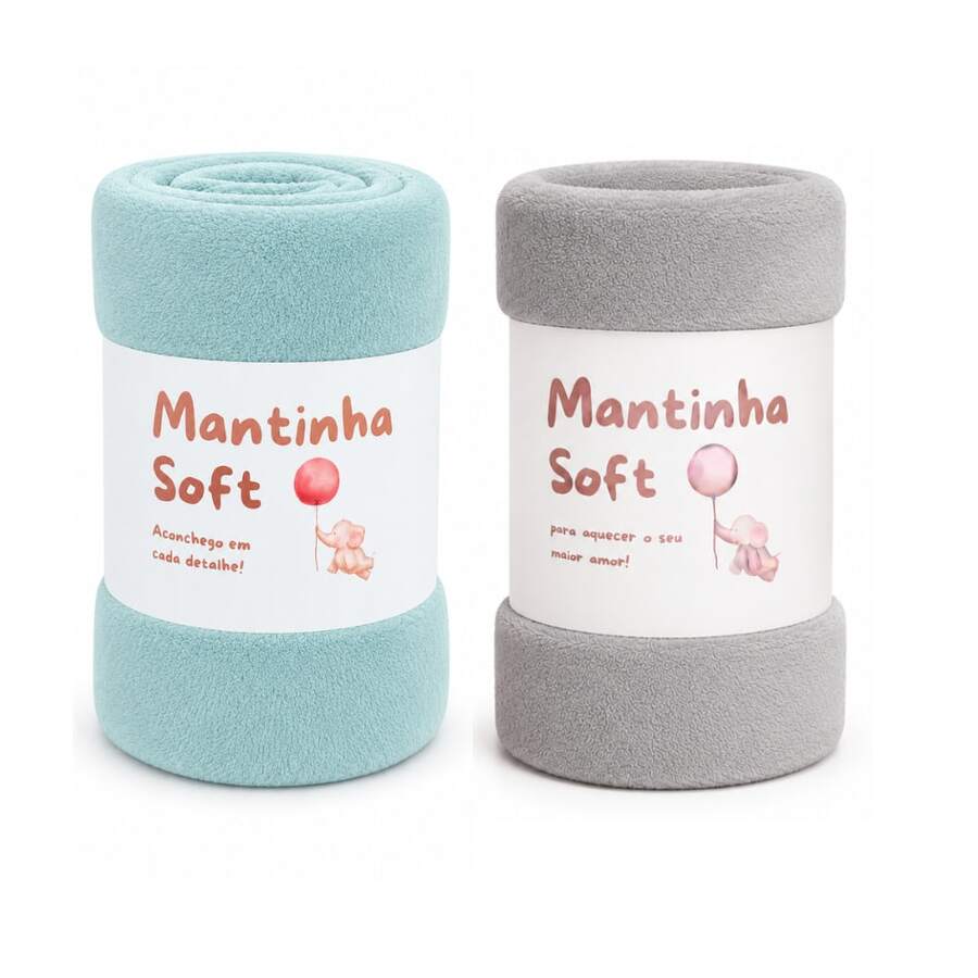 Set Of 2 Soft Microfiber Baby Blankets - Gray/Green Bb - View 1