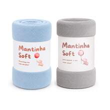 Set Of 2 Soft Microfiber Baby Blankets - Gray/Blue Bb - View 1