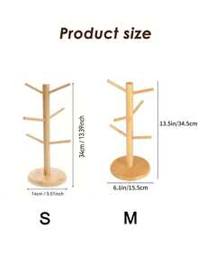 Wooden Mug Cup Tree Stand Holder,Tree-Shaped Wooden Specialty Holder With Bamboo & Wood Design - 6-Slot Sausage Rack For Cups, Hair Clips, Bracelets - Sturdy Wood Cup Stand - Multicolor - View 6