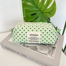 1pc Back To School Simple Polka Dot Pencil Case Lightweight Canvas Zipper Pen Bag, Large Capacity Stationery Storage Pouch, Fashion Dot Print Student Pen Organizer For Middle High School Girls - Pencil Case - View 8