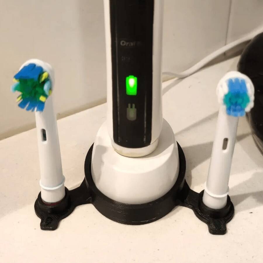 1 Electric Toothbrush Charger Stand, 3D-Printed Toothbrush Head Holder, Double-Head Storage Rack, Charging Base Organizer, Countertop Toothbrush Station, Charger Stand, Double-Slot Toothbrush Holder, Adapter Mounting Base, Hygienic Toothbrush Storage,Room Décor,Travel Essential - Multicolor - View 1
