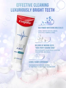 colgate 120g / 4,23oz Pasta de Dente Clareadora com Aroma de Jasmim, Clareia os Dentes Efetivamente, Suave e Não Irritante, Espuma Rica, Hálito Fresco, Adequada para Todos os Membros da Família - Chá branco de jasmim - Visão 6