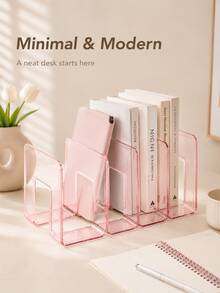1pc 4-Slot Desktop Bookshelf File Organizer Storage Rack For Office Documents School Supplies - Multiple Styles - View 4