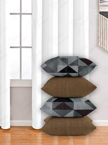 4 Cushion Covers, Various Combinations, 45x45 Cm - AL - 黑棕色三角形 - 查看 1