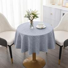 1pc Round Hemmed Vintage Linen Style Heat-Resistant Dust-Proof Tablecloth, Fabric Dining Table Cover, Suitable For Kitchen Dinner, Restaurant Decor, Holiday Party, Home Decor Textile - Dusty Blue - View 18