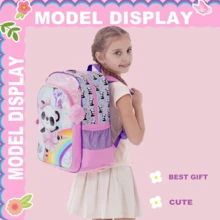 Mochila linda para niñas con bolso bandolera & estuche para lápices, set de 3 piezas de mochila escolar, mochila ligera para primaria para niñas - Mochila escolar infantil - Ver 8