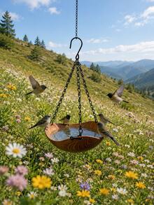 1pc/Set Hanging Bird Feeder And Bird Bath, Outdoor Decorative Feeding Tray With Chain And Hook, Multi-Functional Wild Bird Water Bowl, Suitable For Garden, Patio, Yard, Balcony And Porch Decoration - Multiple Styles - View 4