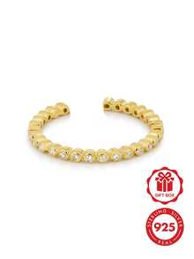Unique Stackable 925 Sterling Silver Eiffel Jewelry 18K Gold Inlaid White Zirconia Eternal Ring, Suitable For Daily Wear - Ring - View 1