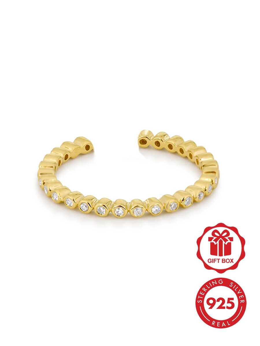 Unique Stackable 925 Sterling Silver Eiffel Jewelry 18K Gold Inlaid White Zirconia Eternal Ring, Suitable For Daily Wear - Ring - View 1