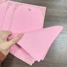 20/50/100張粉色兔子信紙 (8.27x5.63英吋)復古邊框文具，適用於情書、婚禮邀請函、賀卡 - A - 查看 3