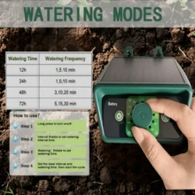 Plant Automatic Watering Timer, Solar Powered Watering Kit, Knob-Style Simple Programming, Easy To Operate, Automatic Watering System, 12 Watering Modes, Simple Operation, Suitable For Vacation Garden Balcony Outdoor Yard Plant Potted Watering Care - A - View 3