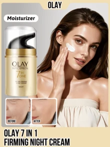 Olay 7合1紧致晚霜，紧致、抗衰老、夜间修护、夜间修复、淡化细纹、减少皱纹，50克（1.75盎司）一罐，冰淇淋质地，按压式泵头，无油配方，乳霜质地，易于吸收，多维度修护 - 晚霜 - 查看 1
