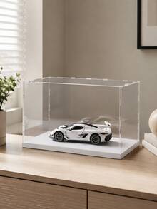 1pc Transparent Acrylic Display Box - Dust-Proof Multifunctional Storage Solution, Suitable For Collectibles, Shoes, Bags And Cosmetics | Suitable For Home And Office Decor - Open Door White - View 3