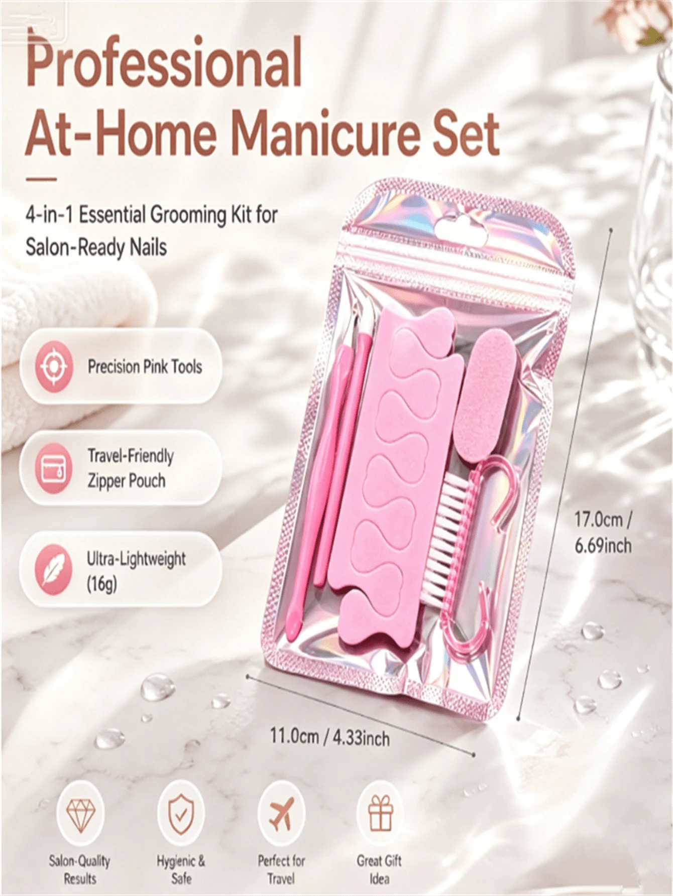 1/5pcs Manicure & Pedicure Set, Mini Nail File And Nail Stick, Cleaning Brush, Dead Skin Pusher, Toe Separator, Double-Sided Nail File, Dead Skin Remover, Nail Cleaning Tool, Nail Stick, Toe Separator, Suitable For DIY Nail Polishing And Care - Multiple Styles - View 1
