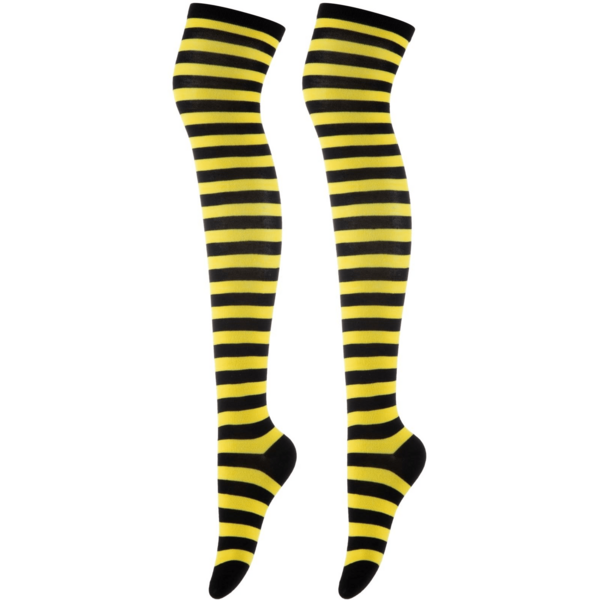 1pc New Halloween Christmas Women's COSPLAY Yellow And Black Striped Lolita Over-Knee Long Socks