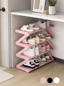Z-Shaped Shoe Rack, Plastic Floor-Standing Storage Rack, Multi-Functional Large Capacity Storage Rack, Easy To Assemble Floor-Standing Storage Rack, Suitable For Living Room, No Tools Required, Stackable, Home And Dorm Essential, Space-Saving, Suitable For Hallway, Closet, Living Room, Bedroom - Multicolor - View 2