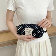 1pc Back To School Simple Polka Dot Pencil Case Lightweight Canvas Zipper Pen Bag, Large Capacity Stationery Storage Pouch, Fashion Dot Print Student Pen Organizer For Middle High School Girls - Pencil Case - View 5