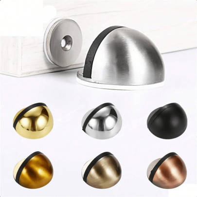 2/4pcs Magnetic Floor Door Stopper, Stainless Steel Magnetic Door Catch With Double-Sided Adhesive, Drill-Free Built-In Door Clip, Home Use #Door Stopper #Home Hardware #Magnetic Door Catch #Stainless Steel #Drill-Free Installation