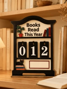 1pc Wooden Reading Counter Book Reading Counter Desktop Decor Fun Desktop Calendar Wooden Handicraft 1pc Wooden Reading Counter Wooden Craft Pendant Fun Bookshelf Decor Decorative Gift Personalized Book Reading Tracker, This Year's Reading Volume Counter, Library Decor, Bookshelf Decor Book Tracking Sign, Reader Gift, Book Lover Gift, Book Fan Christmas Gift - Black Cat Bonsai Reader - View 9