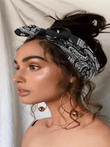 1/3 Pcs Paisley Bandana Headbands For Women Girls Vintage Bow Top Knot Elastic Hair Bands Retro Twisted Hair Accessories Summer - Multicolor - View 5