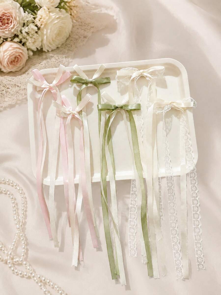 6-Piece Set Of Ballet Style Bow Hair Clips For Girls, Suitable For Daily Wear (Color Random) - Multicolor - View 1