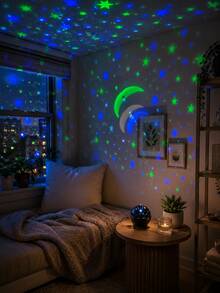 1pc Star & Moon Projection Light, Colorful Starry Sky & Moon Projection | Suitable For Bedroom, Living Room, Bedside, Room Decoration | USB Powered - Multicolor - View 10