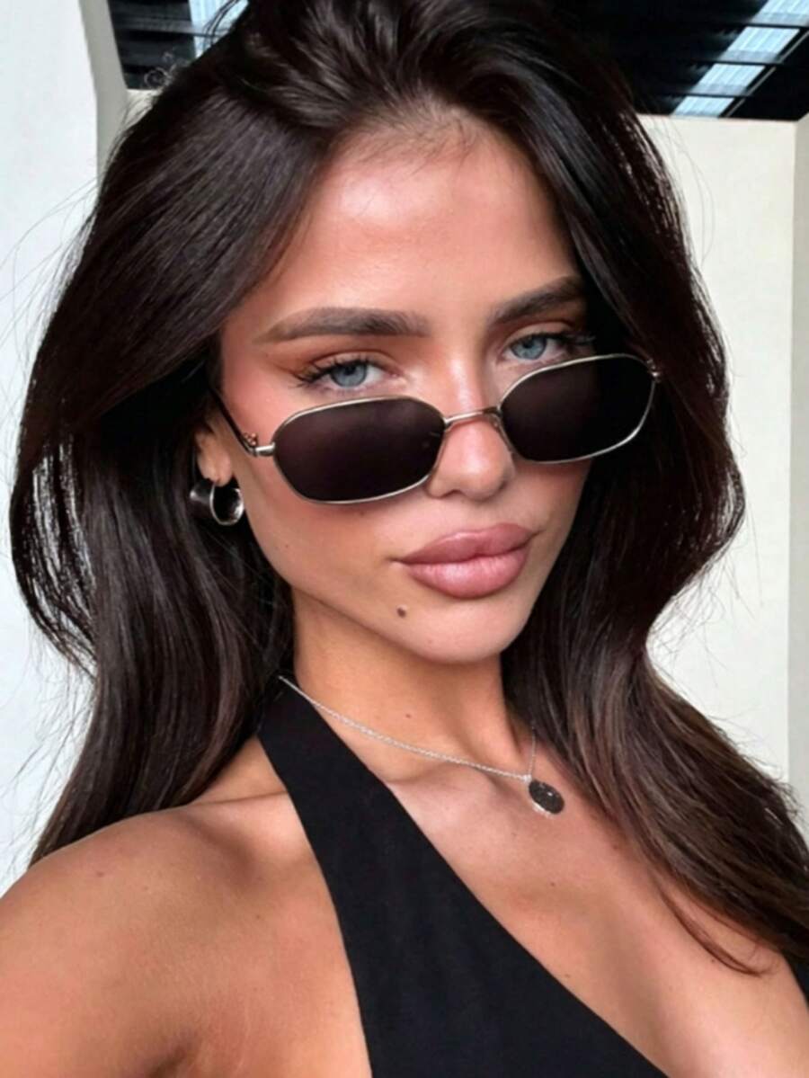 1pc Small Frame Metal Retro Women's Fashion Glasses Ins Street Style ...