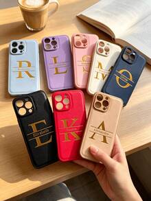 客製化個性化縮寫姓名 3D DIY 刻字字母手機殼，相容 iPhone 17 16 15 14 13 12 11 Pro Max 16 15 14 Plus，相容 Galaxy S25 S24 S23 S22 S21 Ultra Plus A55 A54 A53 A52 A34 A33 A32 A15 A14 A13 A12，後蓋韓系奢華軟 PU 皮革防震保護殼，燙金皮革手機殼，節日禮物送給愛人、朋友、家人 - 卡其色 - 查看 7