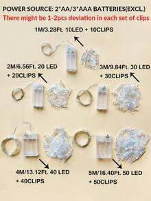 1pc 1/2/3/5/10m Home Decor Photo Clip String Lights, Indoor Room Wall Decor String Lights, Wedding Decoration, Party Decoration, Bedroom Wall Decor Lights, Garden Decoration, Birthday, Graduation Decoration LED Lights, Holiday Decoration String Lights, Mother's Day Decoration String Lights - Multicolor - View 10