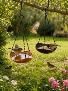 1pc/Set Hanging Bird Feeder And Bird Bath, Outdoor Decorative Feeding Tray With Chain And Hook, Multi-Functional Wild Bird Water Bowl, Suitable For Garden, Patio, Yard, Balcony And Porch Decoration - Multiple Styles - View 11