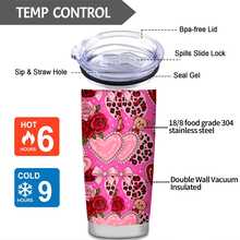 1pc 20oz Pink Leopard Heart Rose Bear Stainless Steel Tumbler With Lid Insulated Coffee Travel Mug Reusable Water Cup For Women Girls Gift Birthday Bachelorette Party Bridal Shower Labor Day Halloween Thanksgiving Christmas New Year - Multicolor - View 6