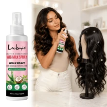 Semprotan Perawatan Wig, Semprotan Lotion Wig, Ekstrak Lidah Buaya dan Kelapa, Anti-Frizz, Hidrasi Mendalam, Menghaluskan Rambut Kusut, Mudah Disisir, Memperpanjang Umur Pakai, Cocok untuk Rambut Sintetis dan Alami, Kondisioner Tanpa Bilas, Cairan Perawatan Wig Tanpa Bilas, Menambah Kilau Alami - 100ml - View 1