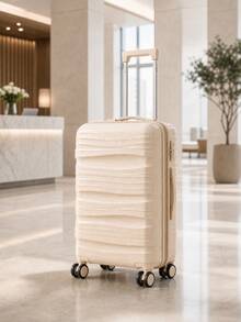 Carry-On Suitcase 10kg Premium Polypropylene PP Ultra Resistant Expandable With 360 Degree Double Wheels Built-In Lock Organized Internal Compartment Hand Luggage Rigid Bag - Apricot - View 2