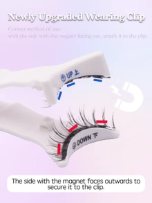 FindLove 2 Pairs Magnetic Eyelashes Comic False Eyelash Natural Look Reusable Magnetic Lashes With Wearing Clips Wear No Glue Needed Lashes Magnetic Eyelash Set Makeup Tools - White - View 7
