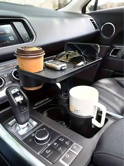Adjustable Car Cup Holder Tray, 360° Rotating, 2-In-1 ABS Food & Beverage Holder, Expandable Center Console Small Table, Multifunctional Car Tray Suitable For Most Vehicles