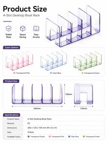 1pc 4-Slot Desktop Bookshelf File Organizer Storage Rack For Office Documents School Supplies - Multiple Styles - View 7