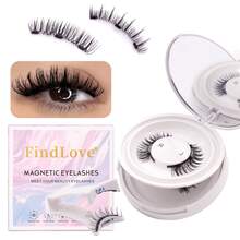 FindLove 2 Pairs Magnetic Eyelashes Comic False Eyelash Natural Look Reusable Magnetic Lashes With Wearing Clips Wear No Glue Needed Lashes Magnetic Eyelash Set Makeup Tools - White - View 9