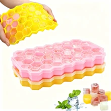 1 Pc Honeycomb Ice Cube Trays For Freezer With Lid, Silicone Ice Cube Tray, 37Cavities Silicone Molds, Reusable Ice Cube Mold For Coffee,Whiskey, Cocktails, Homemade Cold Drinks - Multicolor - View 2
