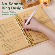 1pc PVC Transparent Cover Kraft Paper Loose-Leaf Notebook, B5/A5 Blank Lined Pages Diary, Detachable And Replaceable Inner Pages Handwriting Notebook, Suitable For Students Daily Writing And Note-Taking School Supplies - Mixed Colors - View 4