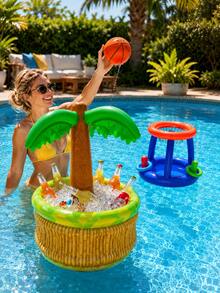 Ember Pendingin Bir Pohon Kelapa Hawaii Tiup - Dekorasi Pesta Kolam Renang Tropis & Ember Minuman dengan Kapasitas Es - Ideal untuk Perayaan Ulang Tahun & Aksesori Pantai - Ember Es Kaktus dengan Pola Bunga Hibiscus dan Permukaan Bertekstur - View 7