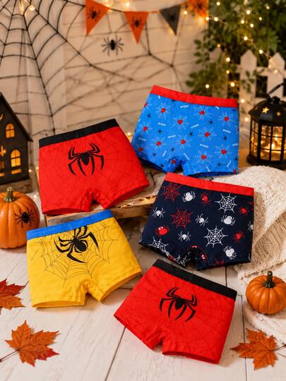 Chatreadl Calzoncillos tipo bóxer para niños Halloween 5 paquetes, conjunto de ropa interior, calzoncillos infantiles estilo divertido de Halloween, paquete múltiple suave y elástico