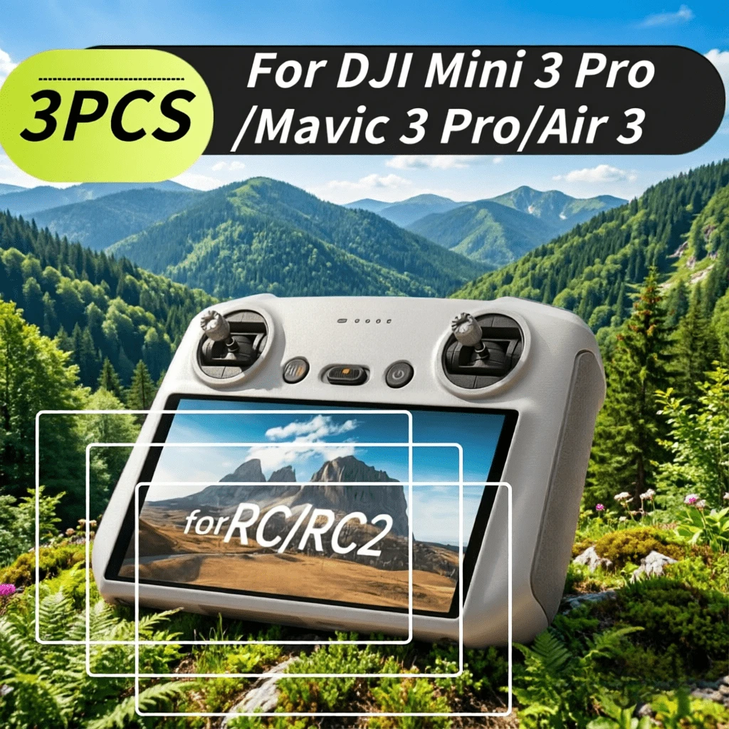 3 قطع واقي شاشة من الزجاج المقسى لجهاز التحكم عن بعد للطائرة بدون طيار Mini 3 Pro/Mavic 3 Pro/Air 3 RC/RC 2، صلابة 9H، وضوح عالٍ، حماية من الوهج والخدوش - مشاهدة 1