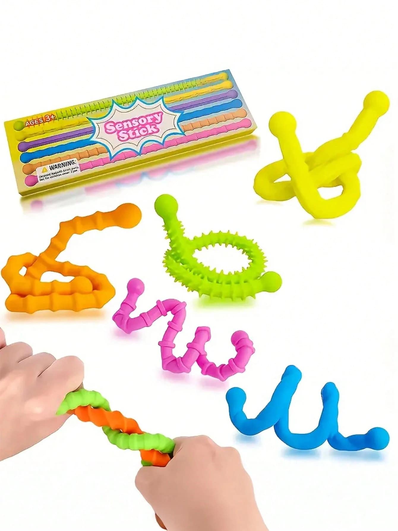 1/3/6pcs Flexible Sensory Fidget Sticks For Kids, Sensory Fidget Toys For Stress Anxiety Autistic ADHD,Calm Down Travel Airplane Essentials Toys,Stuffers Gifts For Teens Boys Girls