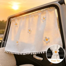1pc Cute Waffle Pattern Car Sun Shade, Fresh Style Sun Protection & Heat Insulation Car Window Shade - A - View 11
