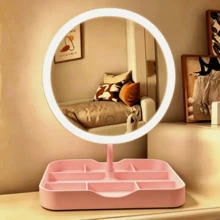 Cermin Rias LED dengan Lampu, Set Cermin Pembesar 3X dengan Perekat Hisap (Opsional), Cermin dengan Perekat Hisap, 3 Mode Pencahayaan, Cermin Rias dengan Alas Penyimpanan, Kontrol Sentuh, Baterai 500mAh, Dapat Dilipat dan Portabel, Cocok untuk Penggunaan di Rumah, Kamar Tidur, Kantor, dan Perjalanan - MultiWarna - View 15